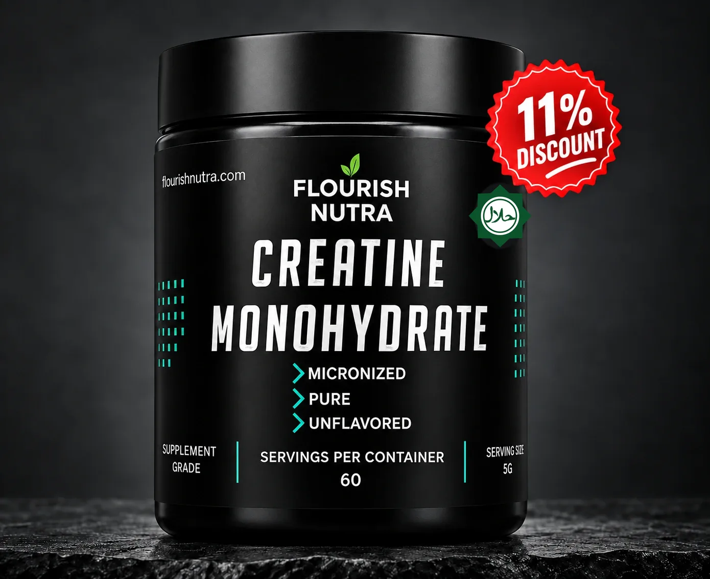 Flourish Nutra Creatine Monohydrate jar